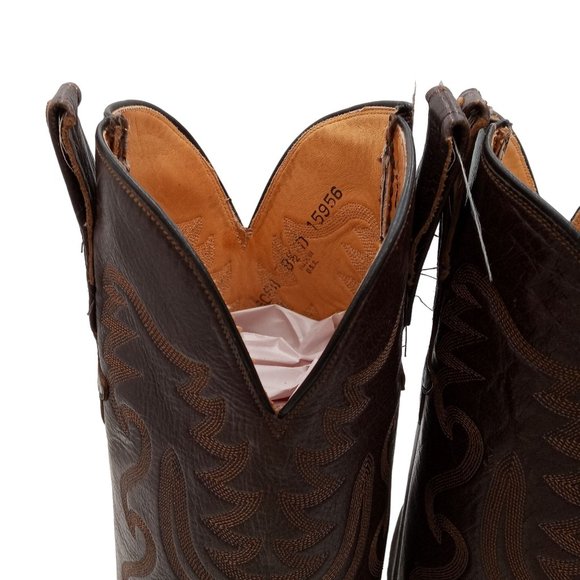 Vintage Lucchese Cowboy Boots Brown Exotic Leather Mens 8.5 D Custom Western main image 9